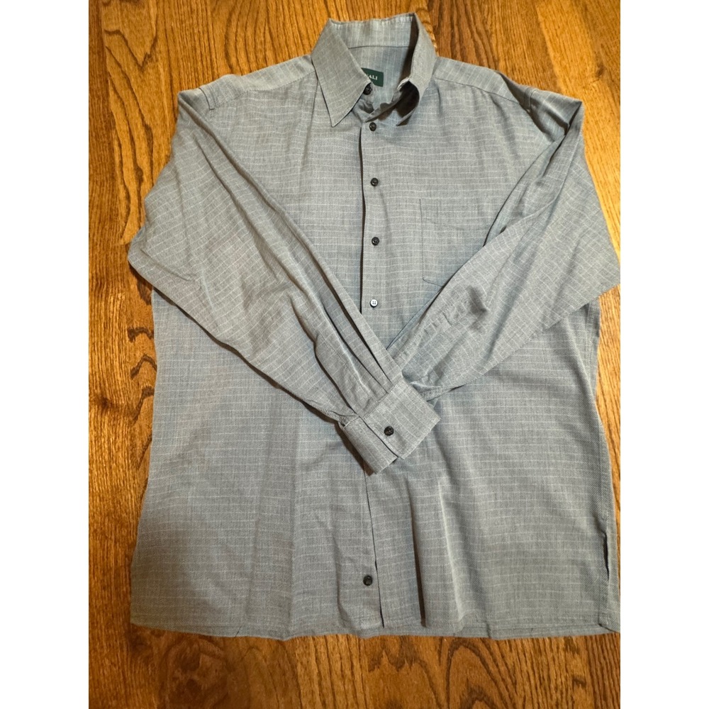 Canali Mens Grey Micro Check Button Down Shirt Made in Italy Size 41 16 L‎